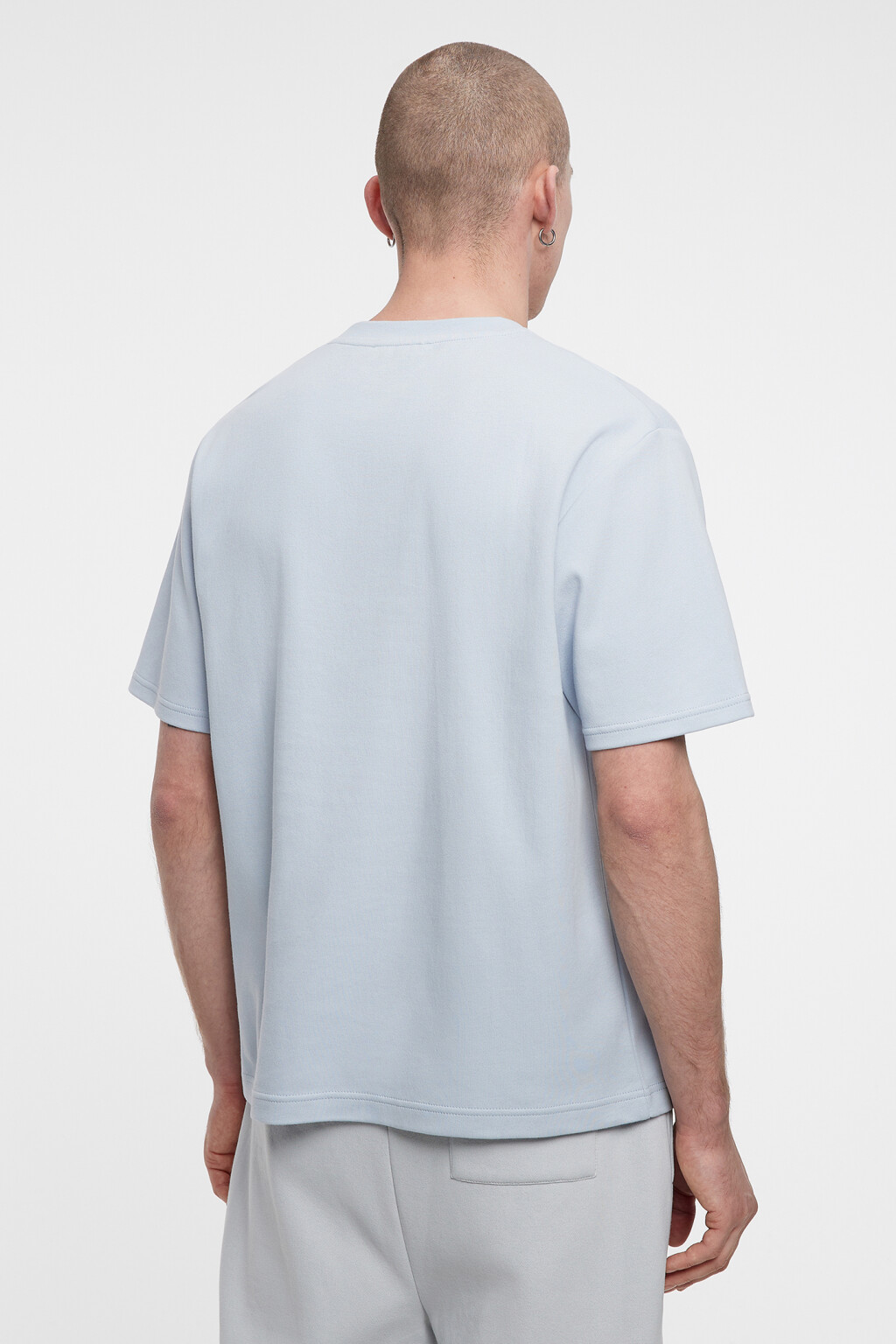 Футболка прямая хлопковая с короткими рукавами - цвет голубой - 3