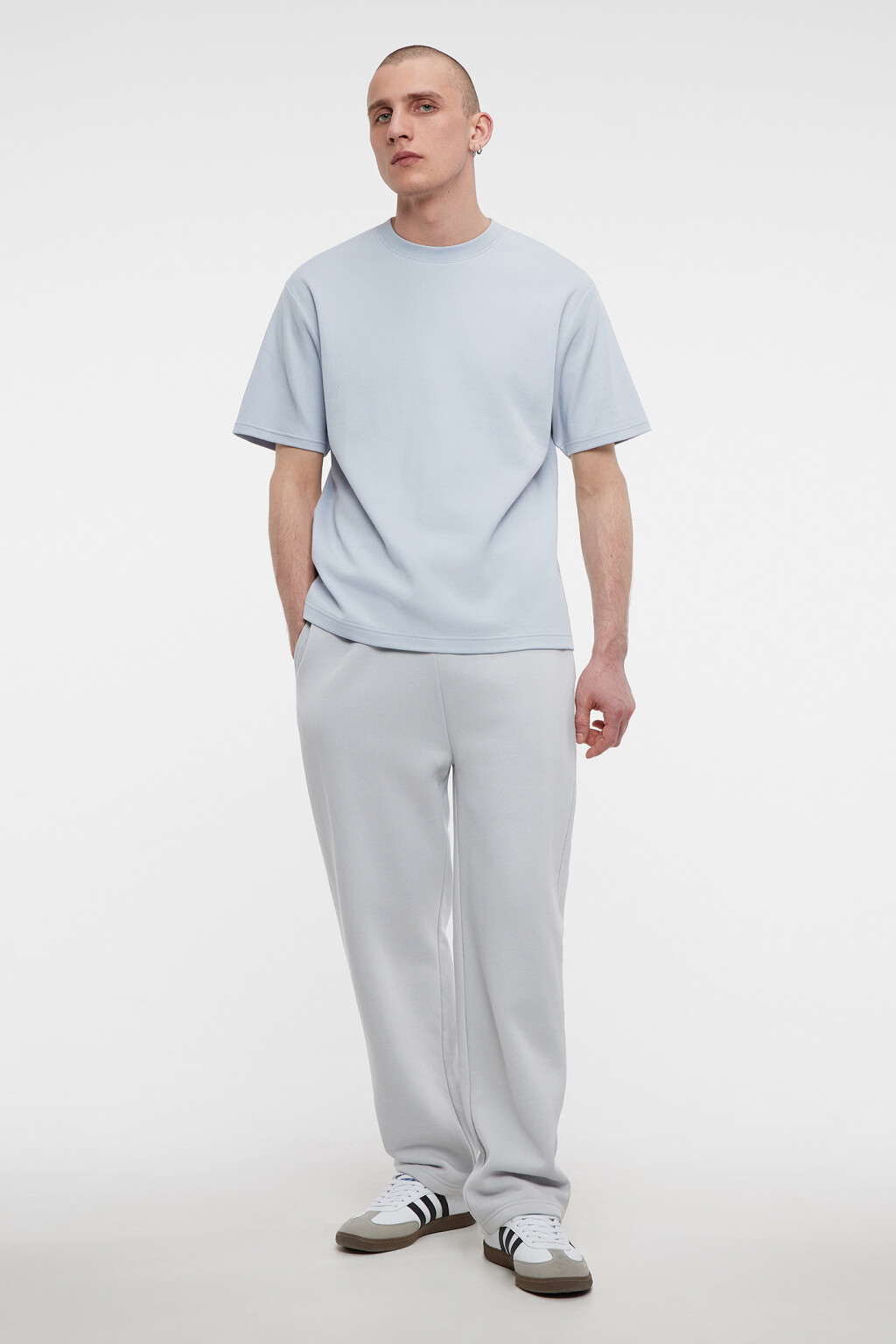 Футболка прямая хлопковая с короткими рукавами - цвет голубой - 4