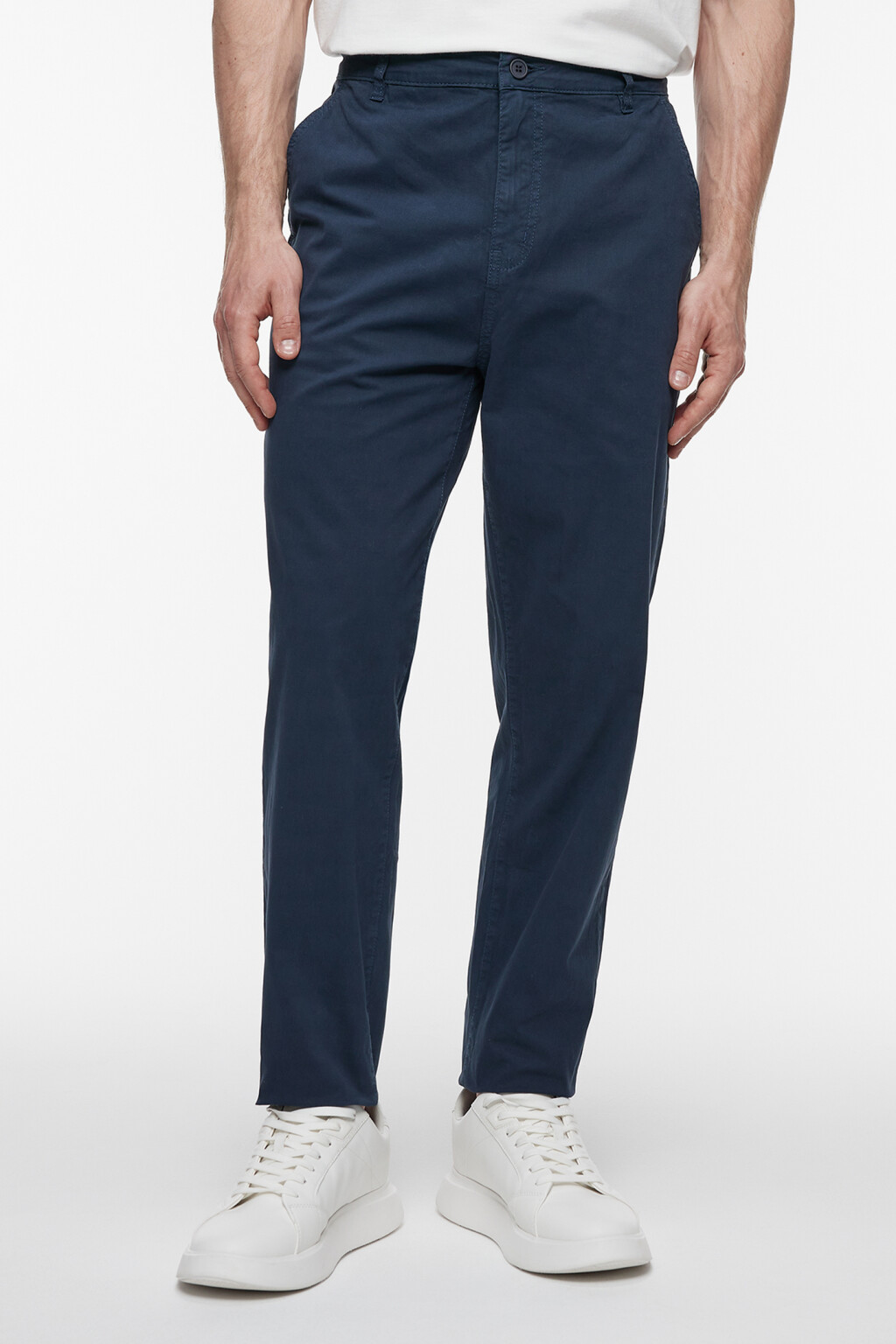 Брюки чинос хлопковые со средней посадкой - цвет синий - 3