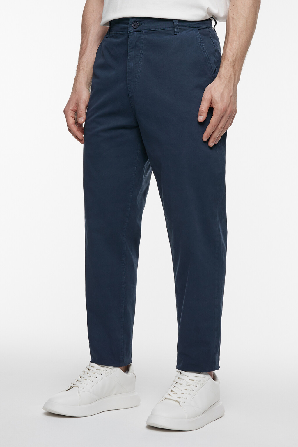 Брюки чинос хлопковые со средней посадкой - цвет синий - 4