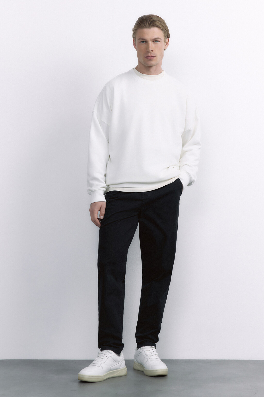 Брюки чинос хлопковые со средней посадкой - цвет черный - 8