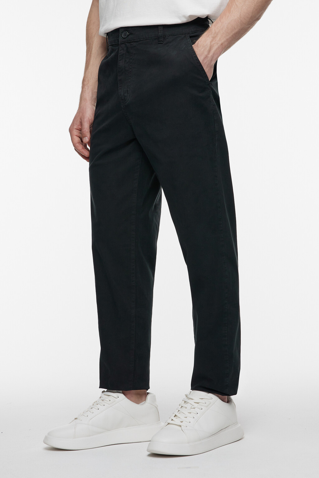 Брюки чинос хлопковые со средней посадкой - цвет черный - 3