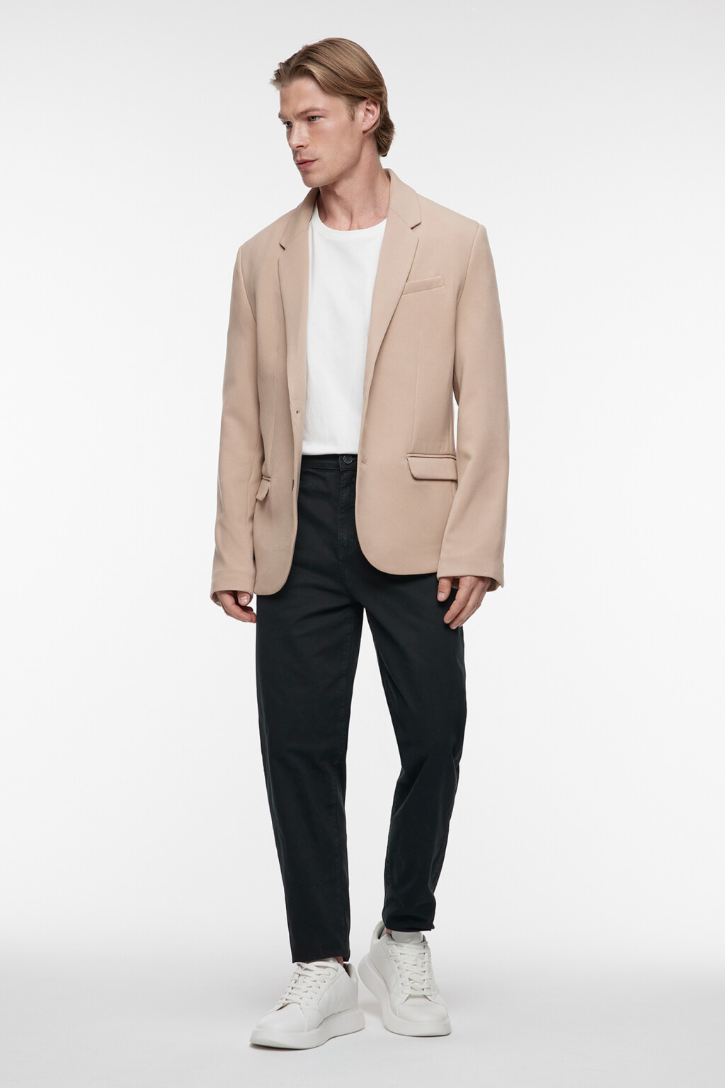 Брюки чинос хлопковые со средней посадкой - цвет черный - 1