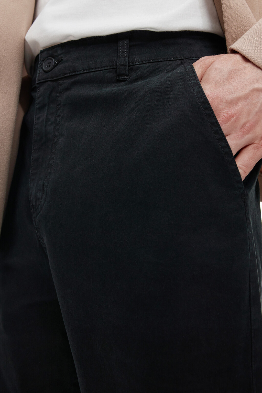 Брюки чинос хлопковые со средней посадкой - цвет черный - 6