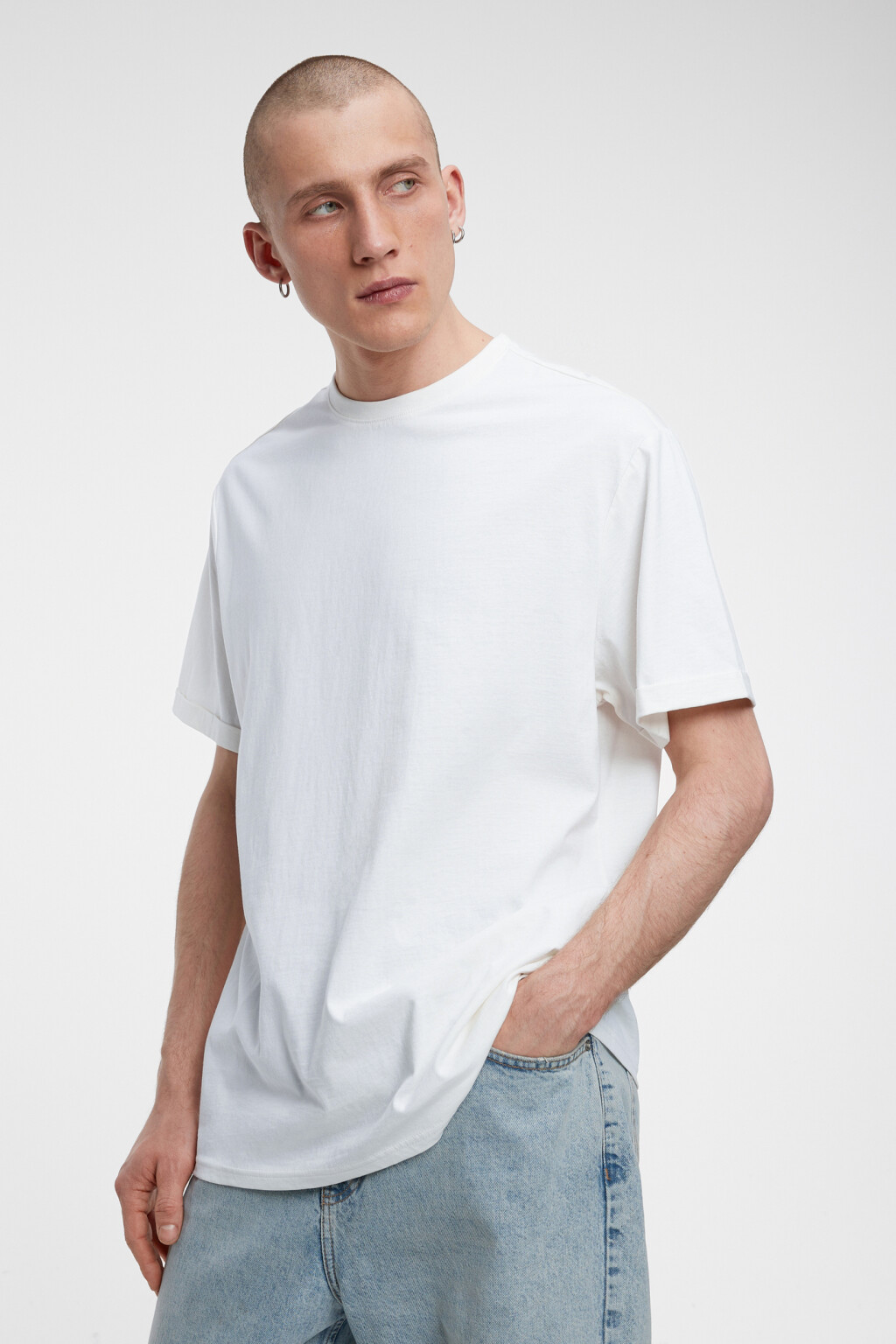 Футболка хлопковая прямая однотонная - цвет белый - 2