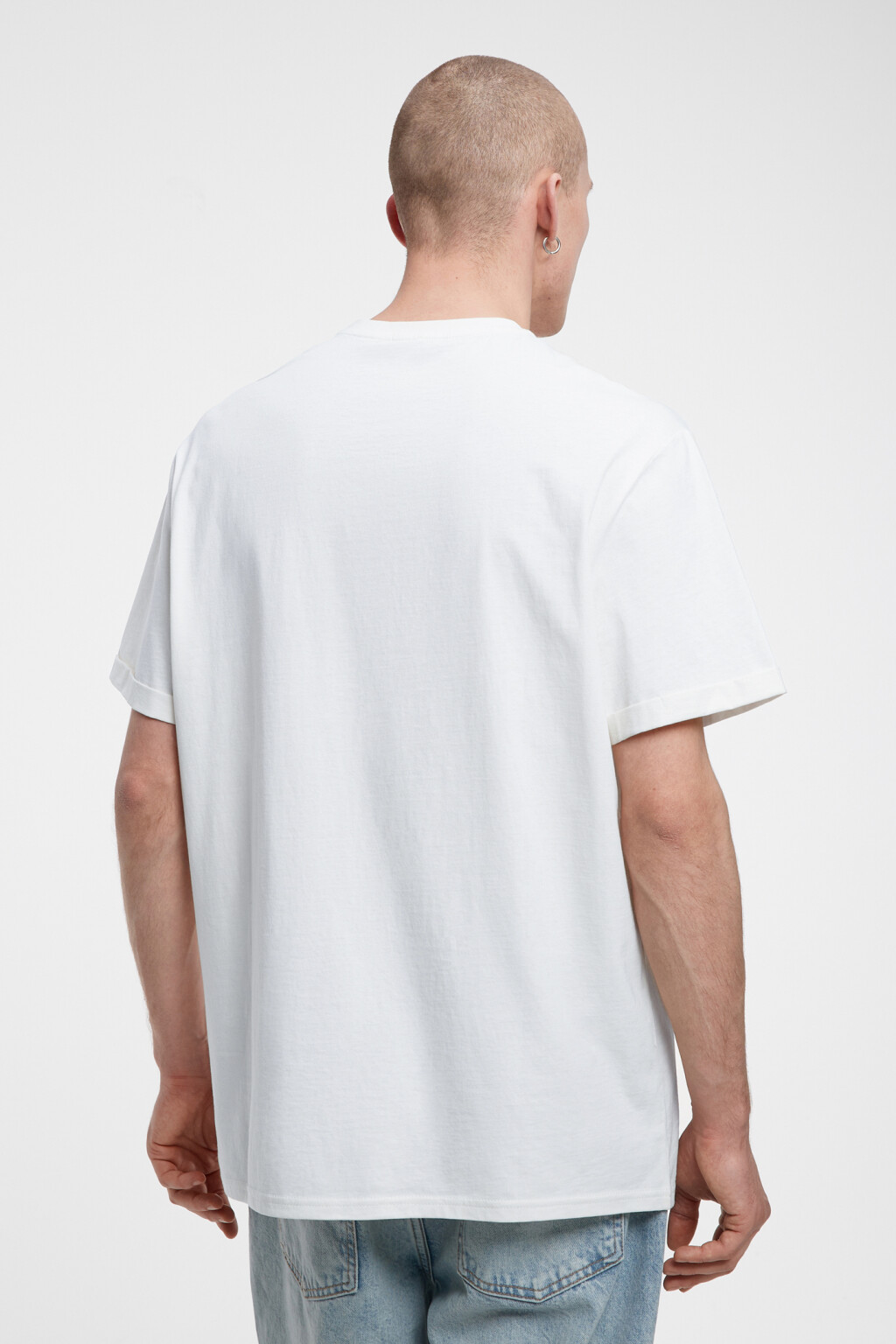 Футболка хлопковая прямая однотонная - цвет белый - 3