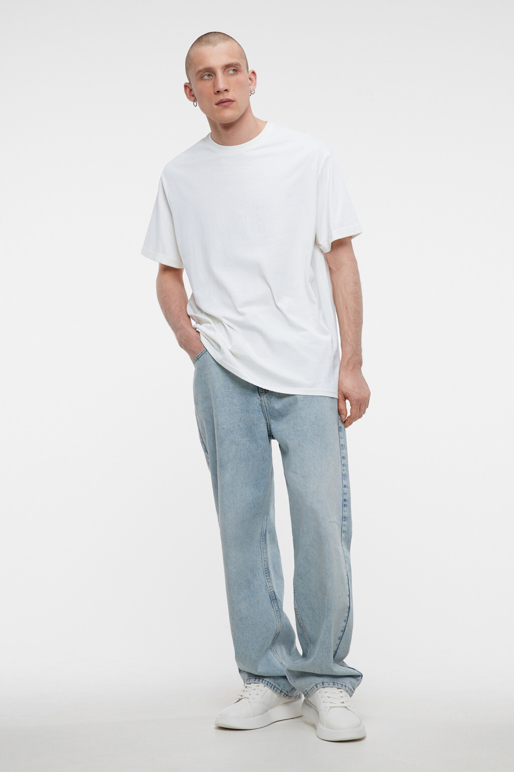 Футболка хлопковая прямая однотонная - цвет белый - 4