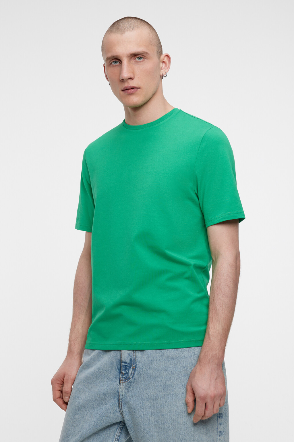 Футболка хлопковая прямая базовая - цвет зеленый - 3