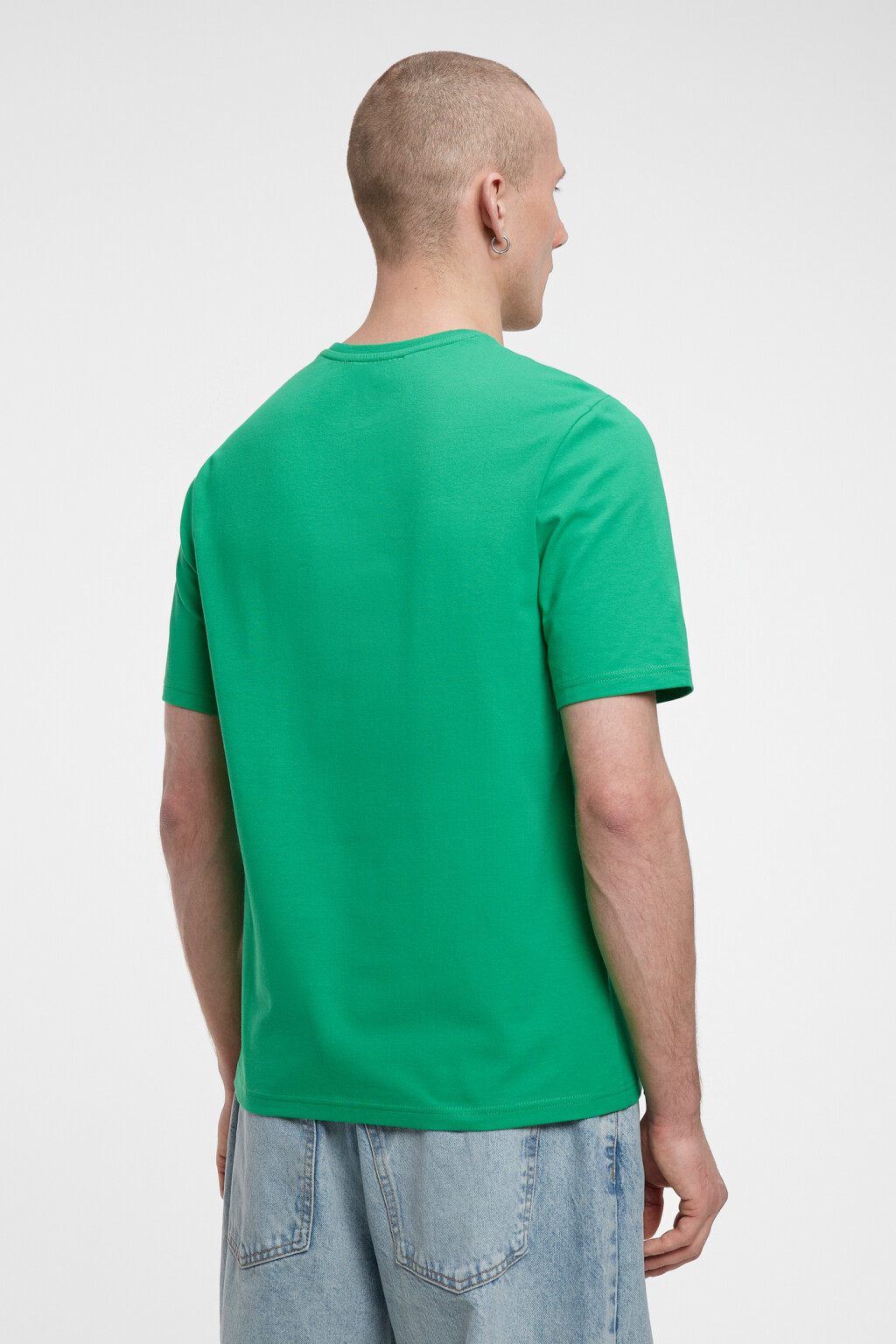 Футболка хлопковая прямая базовая - цвет зеленый - 4