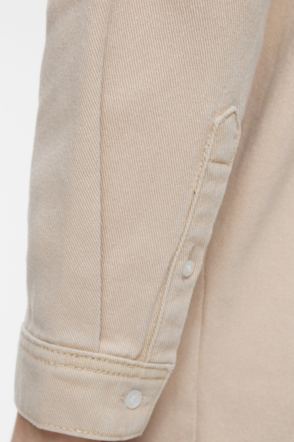 Рубашка прямая джинсовая с нагрудным карманом - цвет бежевый - 7