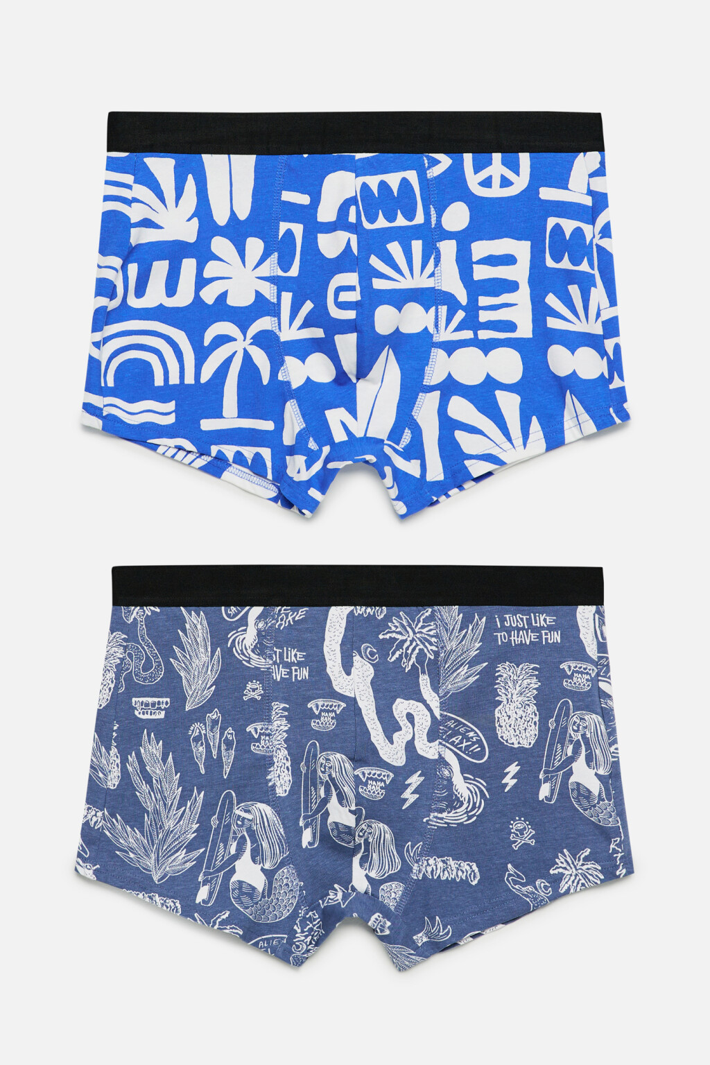 Набор трусов-боксеров хлопковых (2 пары) - цвет синий - 1
