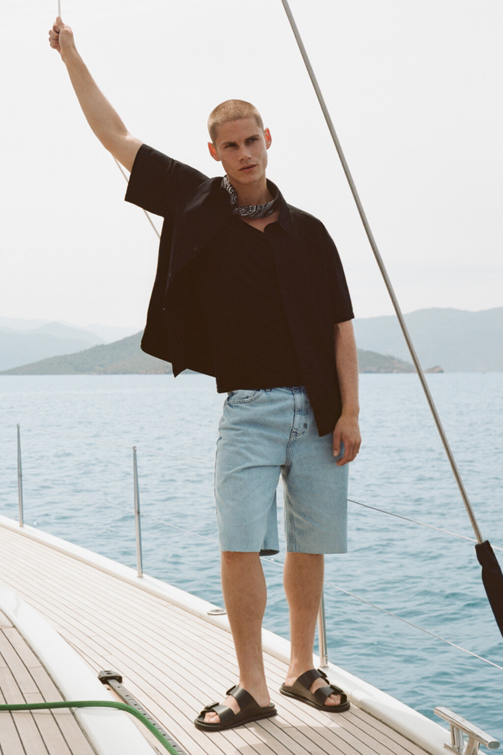 Рубашка прямая хлопковая с коротким рукавом - цвет черный - 9