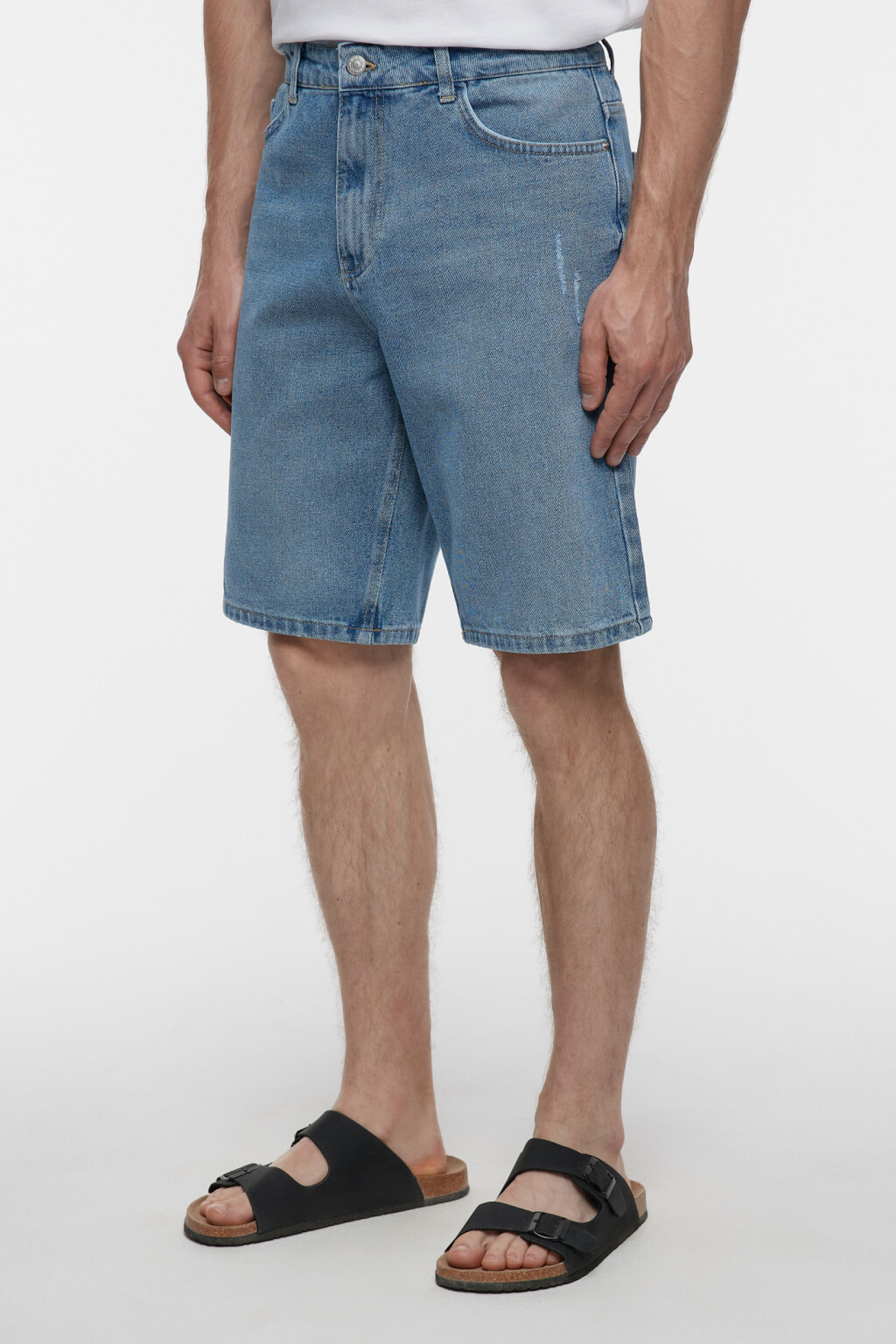 Шорты slim джинсовые короткие со средней посадкой - цвет голубой - 2