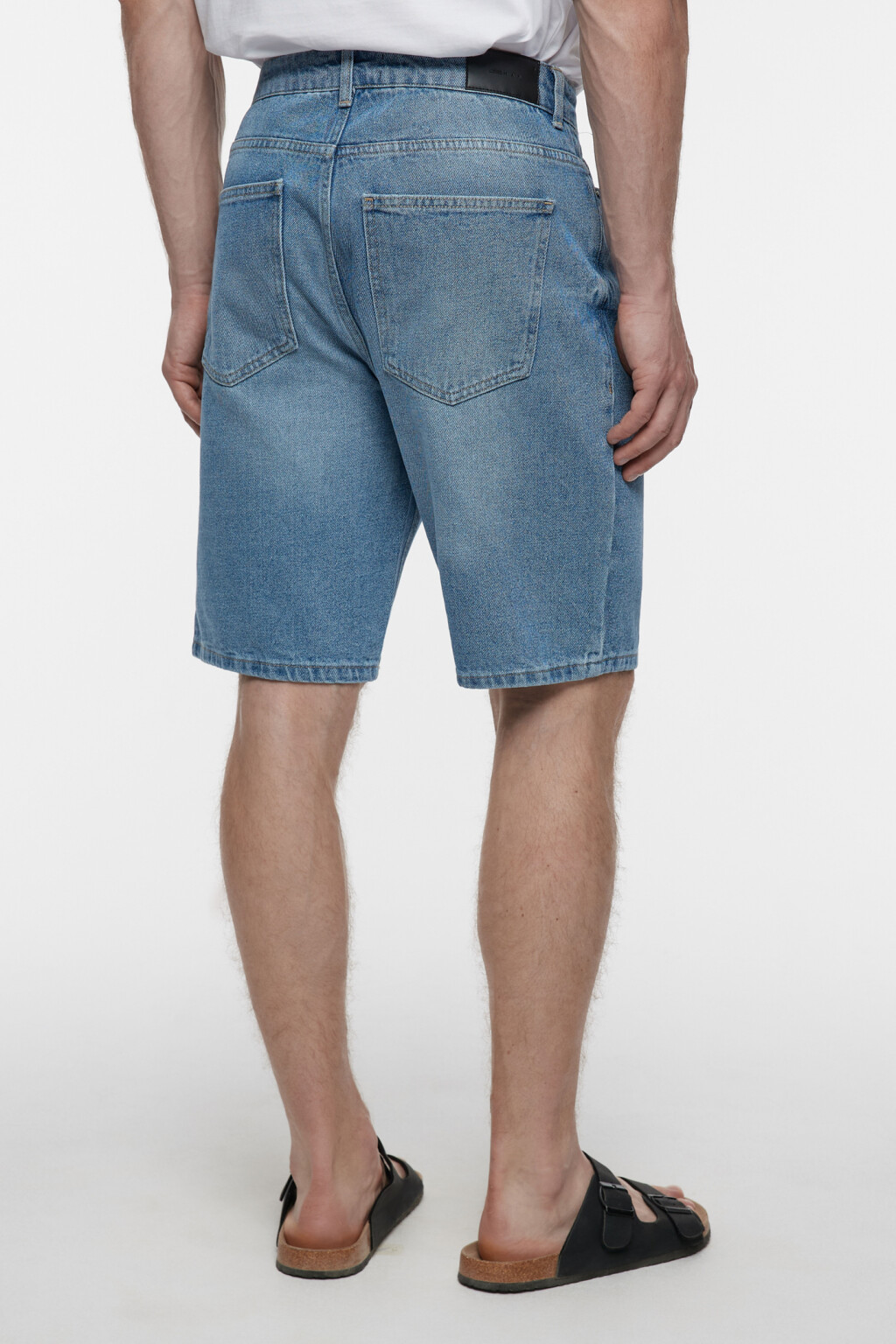 Шорты slim джинсовые короткие со средней посадкой - цвет голубой - 3