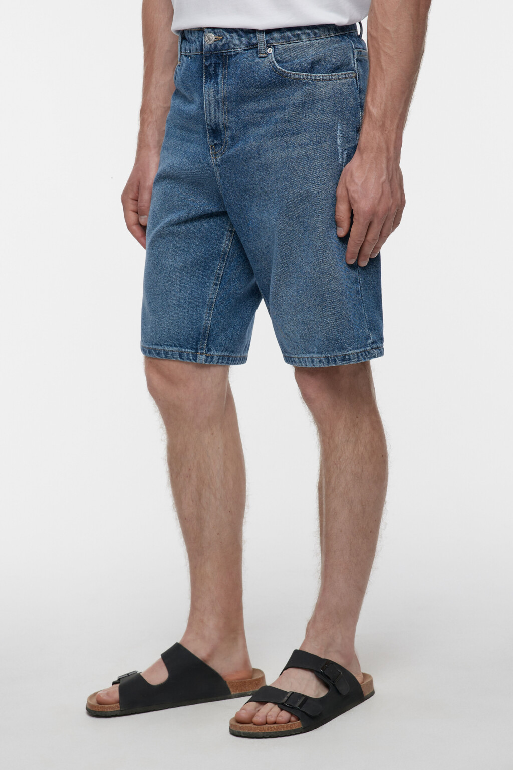 Шорты slim джинсовые короткие со средней посадкой - цвет синий - 3