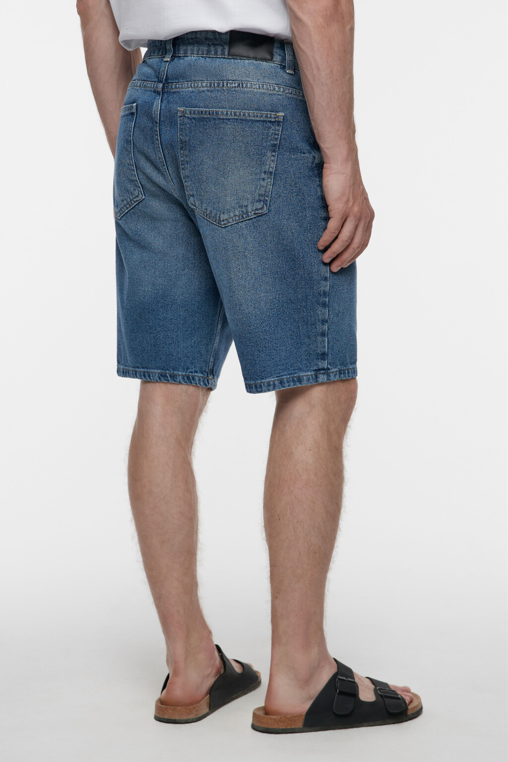 Шорты slim джинсовые короткие со средней посадкой - цвет синий - 4