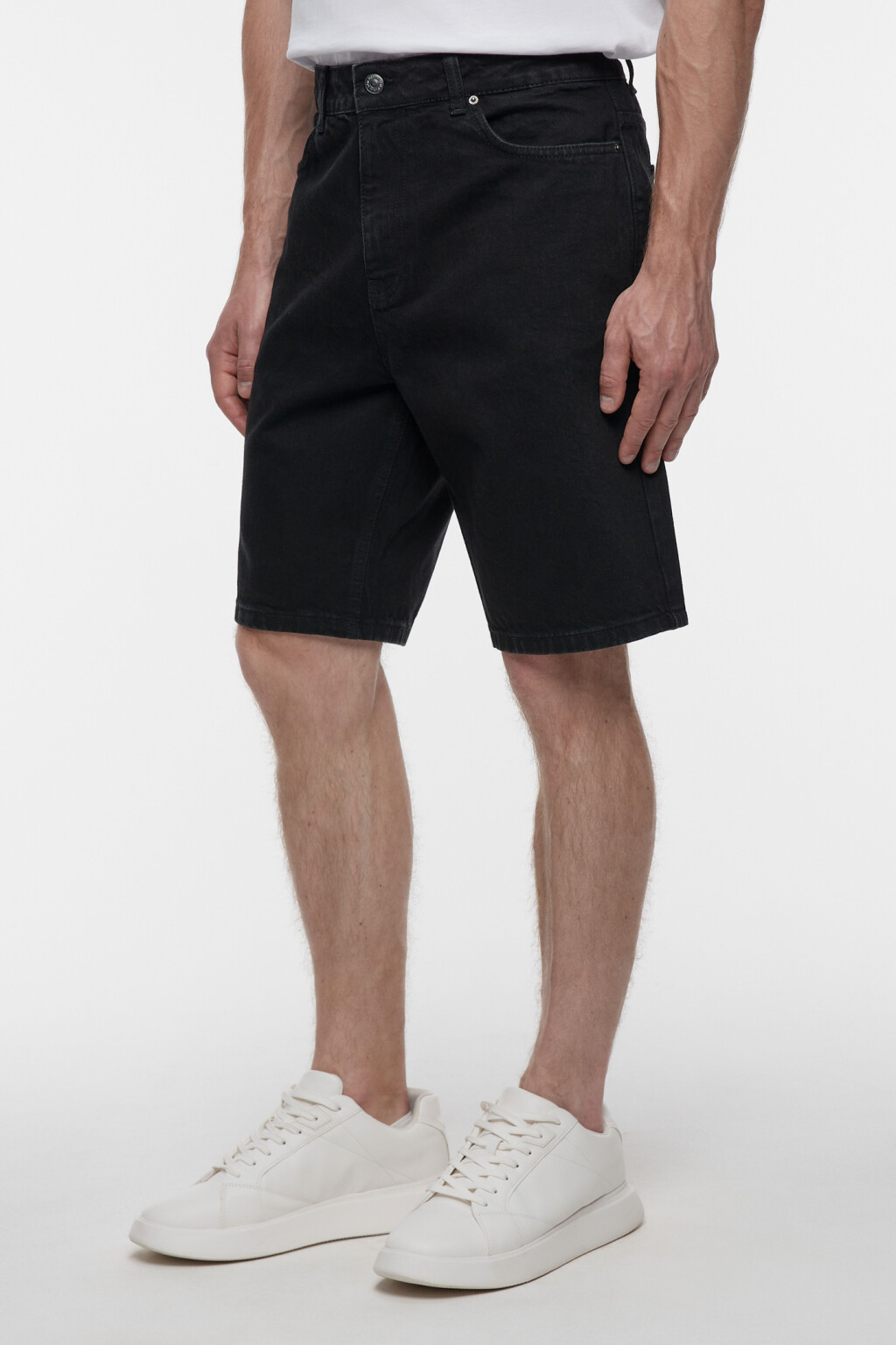 Шорты slim джинсовые короткие со средней посадкой - цвет черный - 2