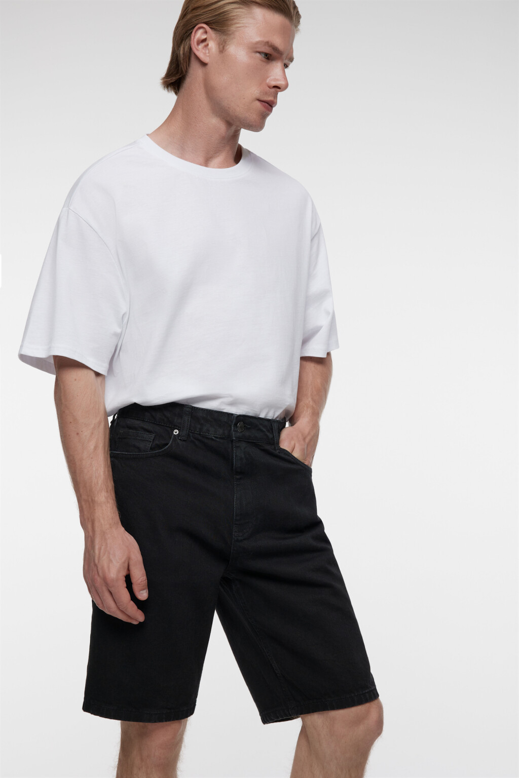 Шорты slim джинсовые короткие со средней посадкой - цвет черный - 7