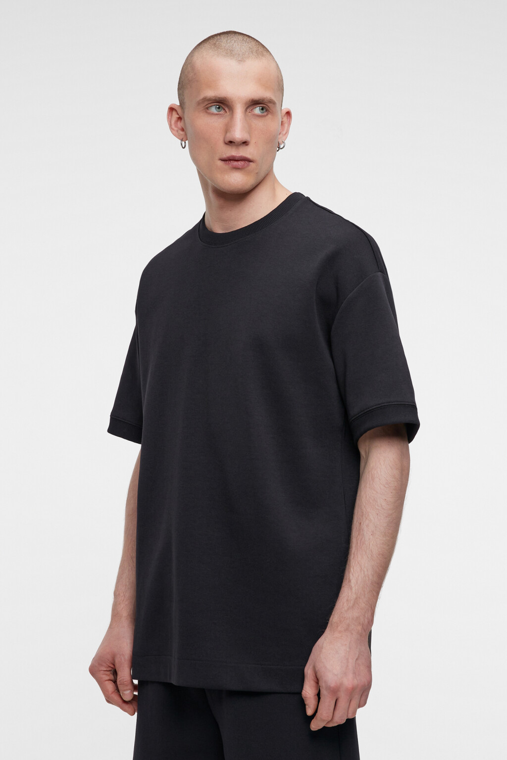 Футболка прямая из плотного хлопкового трикотажа - цвет черный - 3