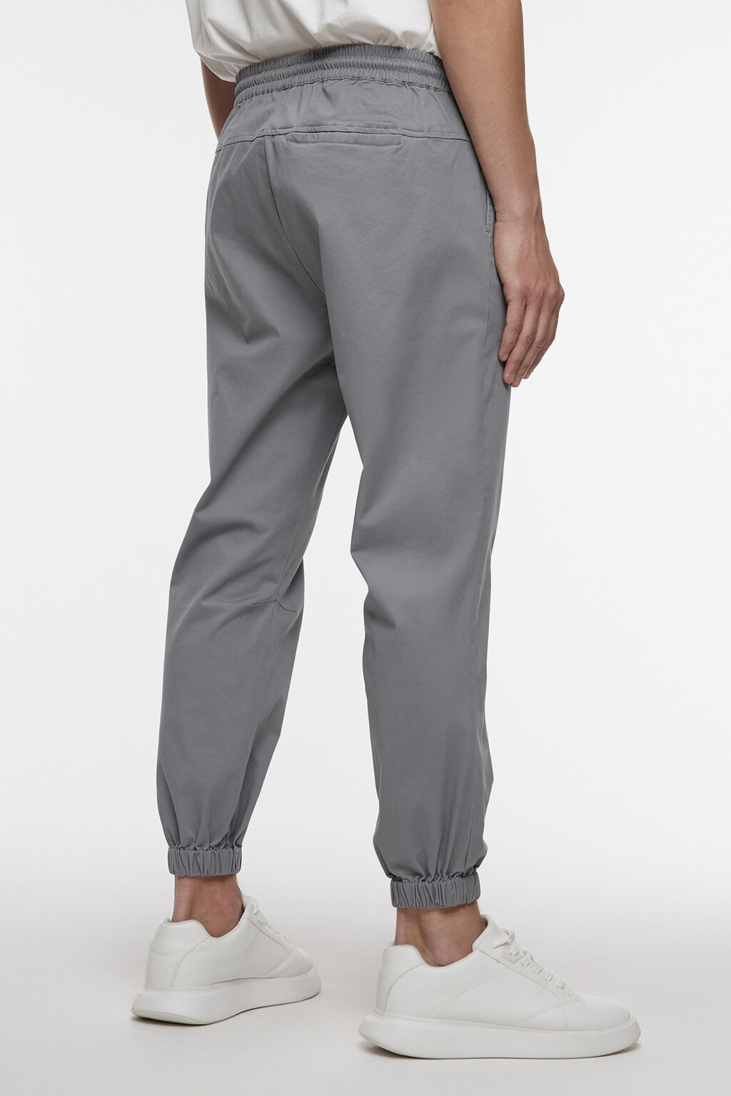 Брюки-джоггеры хлопковые с поясом на завязках - цвет серый - 3