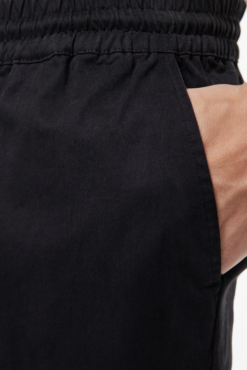 Брюки-джоггеры хлопковые с поясом на завязках - цвет черный - 6