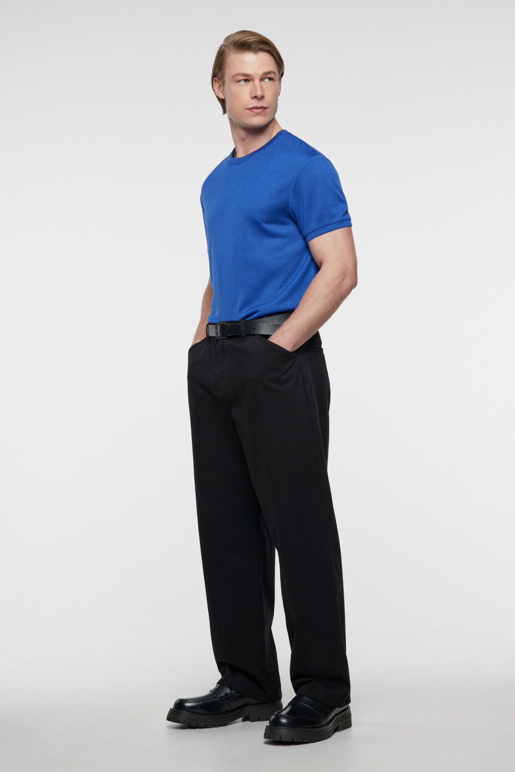 Футболка regular fit спортивная однотонная - цвет синий - 4