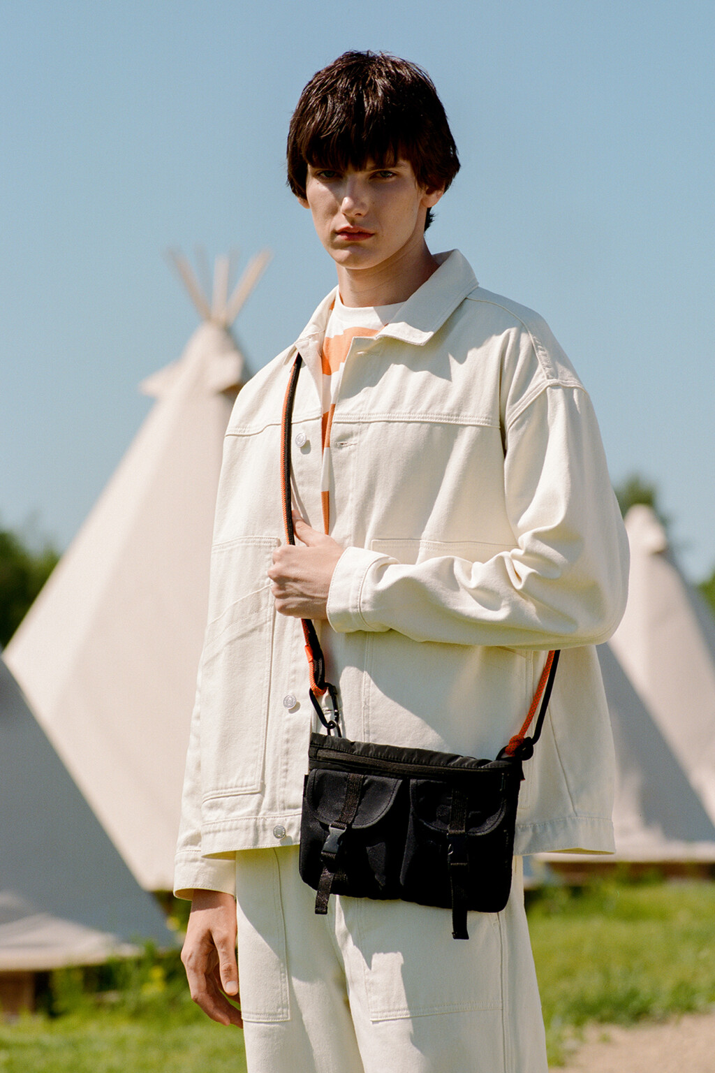 Куртка-рубашка прямая джинсовая с карманами - цвет бежевый - 7