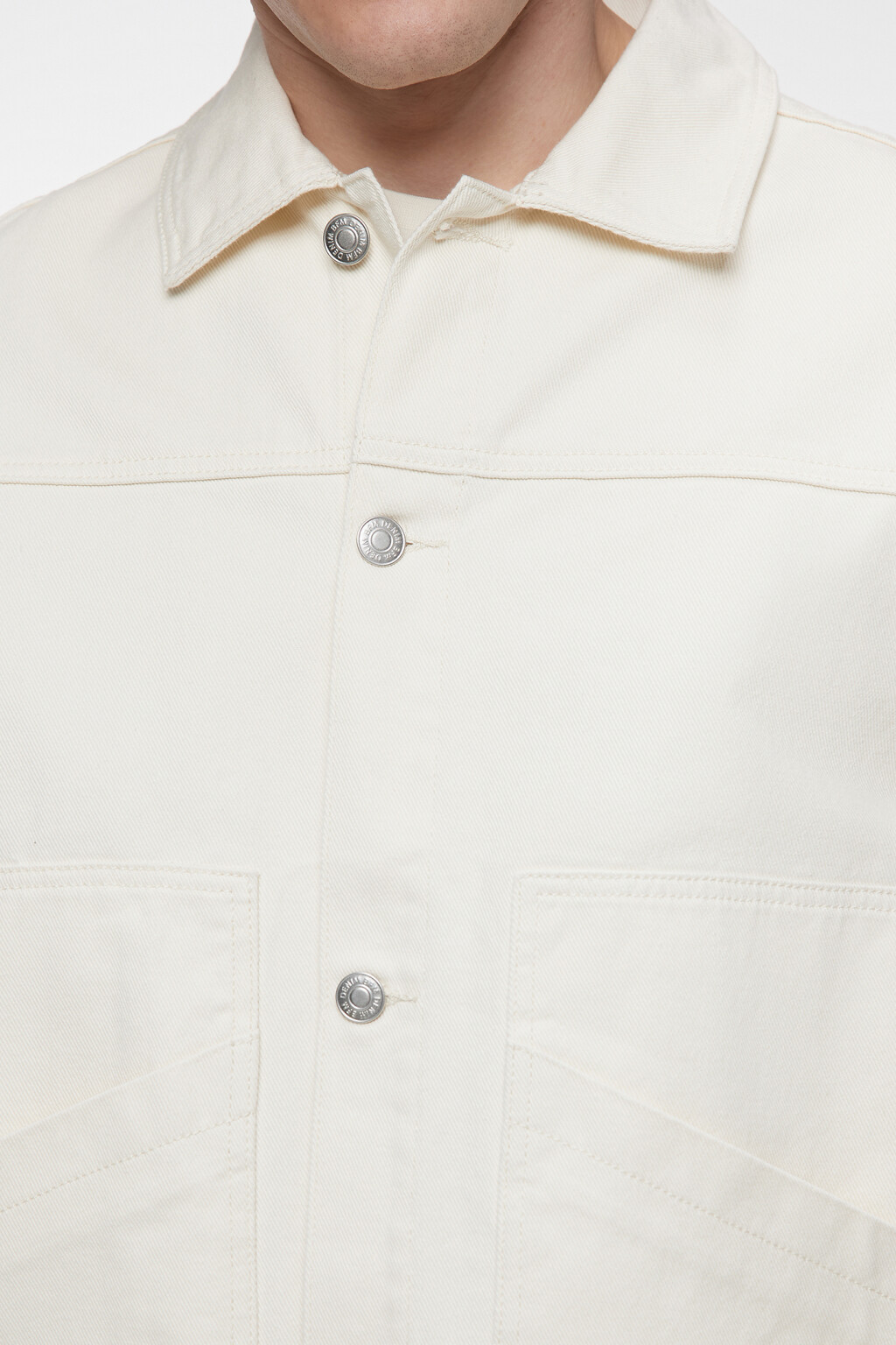 Куртка-рубашка прямая джинсовая с карманами - цвет бежевый - 5