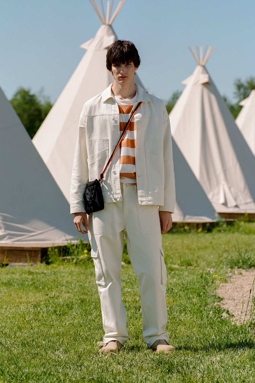 Джинсы карго широкие с накладными карманами - цвет бежевый - 7