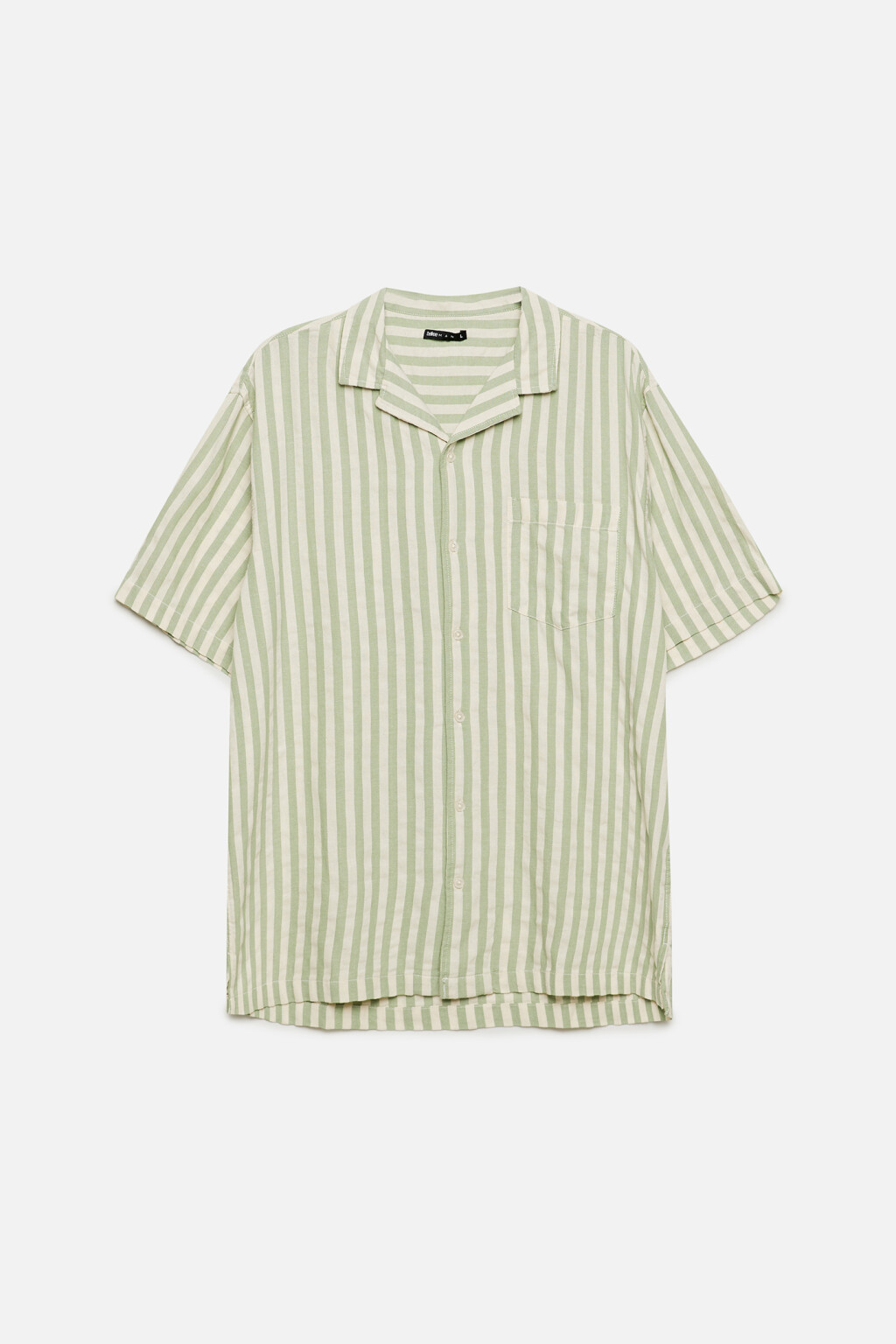 Рубашка прямая в полоску с коротким рукавом - цвет зеленый - 10