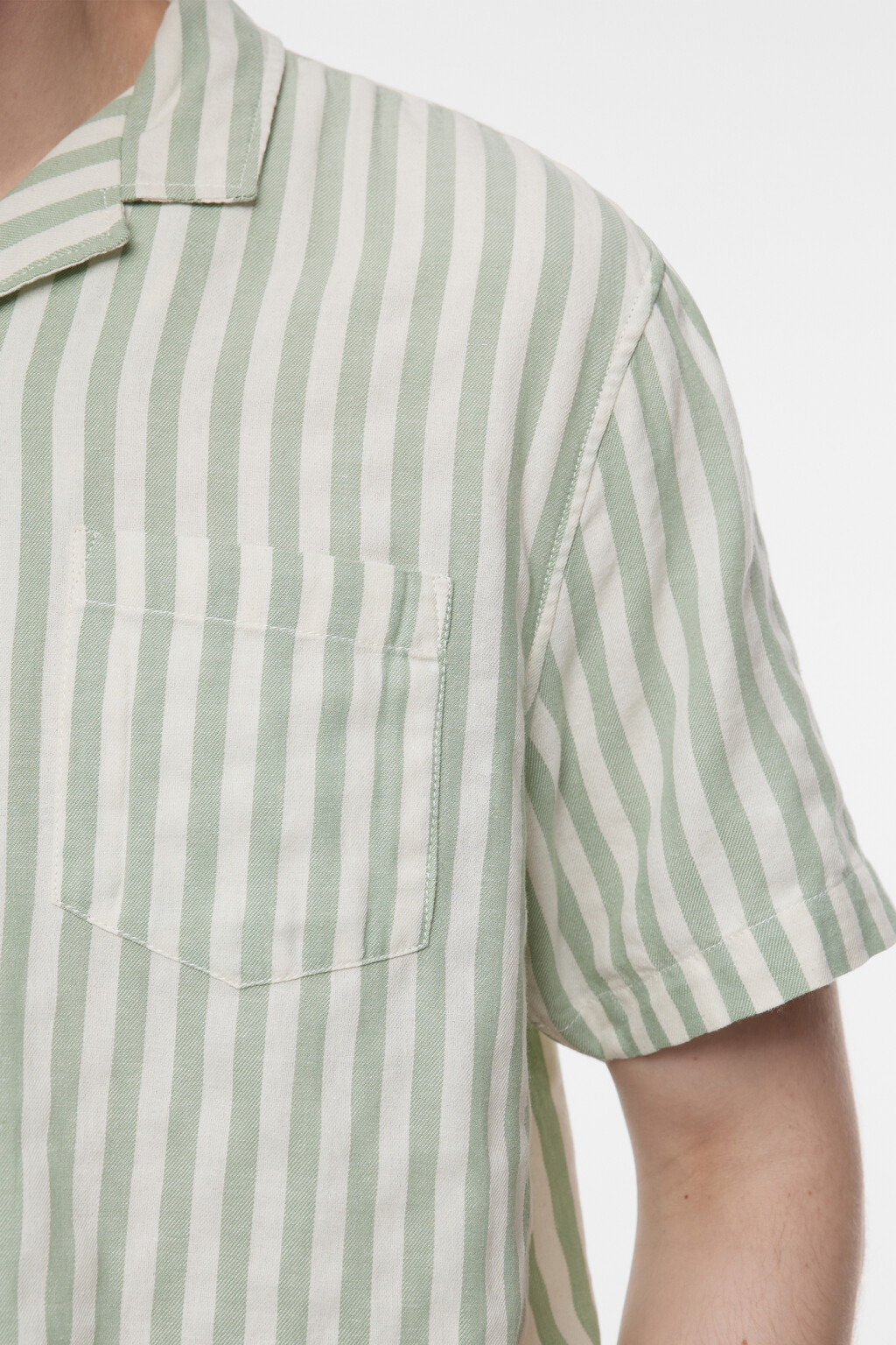 Рубашка прямая в полоску с коротким рукавом - цвет зеленый - 6