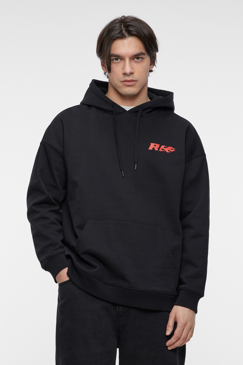 Худи хлопковая с капюшоном и принтом в стиле Racing - цвет черный - 2