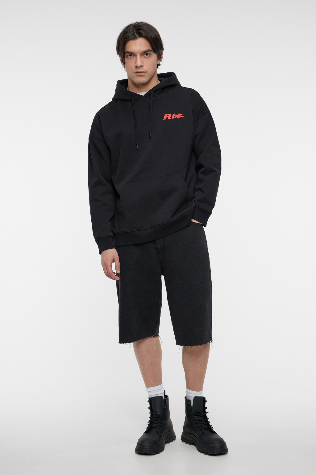 Худи хлопковая с капюшоном и принтом в стиле Racing - цвет черный - 5