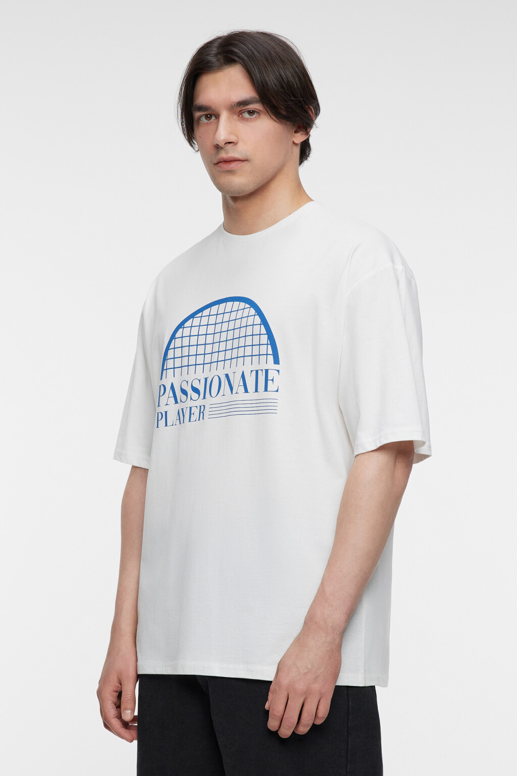 Футболка хлопковая прямая с принтом-надписью - цвет белый - 3