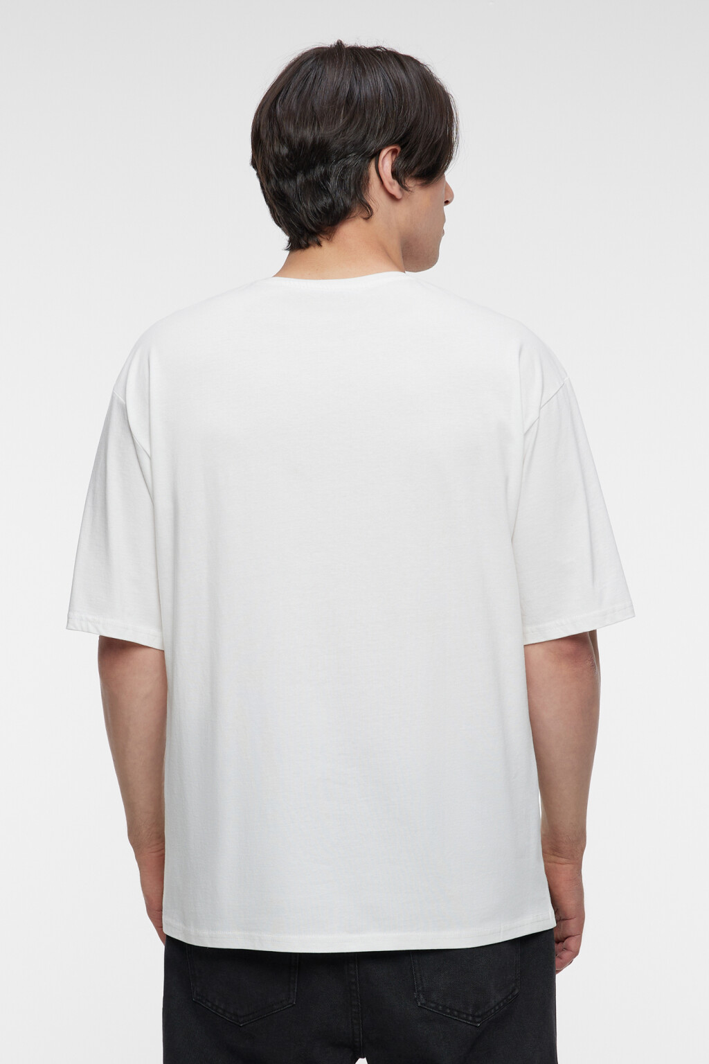 Футболка хлопковая прямая с принтом-надписью - цвет белый - 4