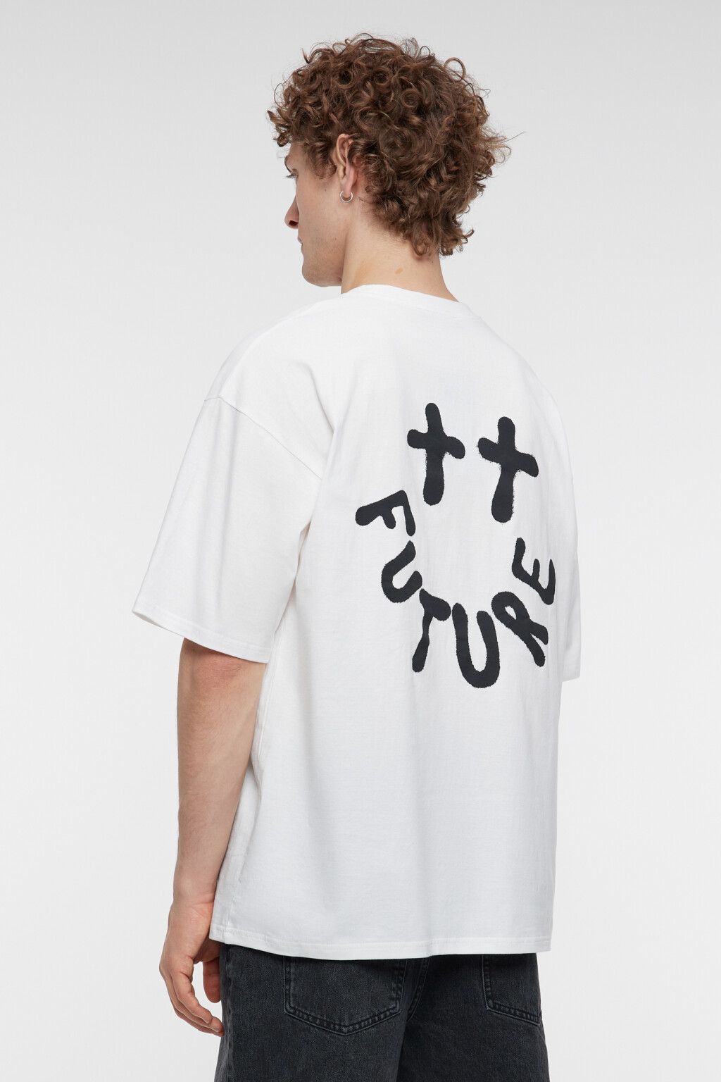 Футболка oversize хлопковая с принтом-надписью - цвет черный - 4