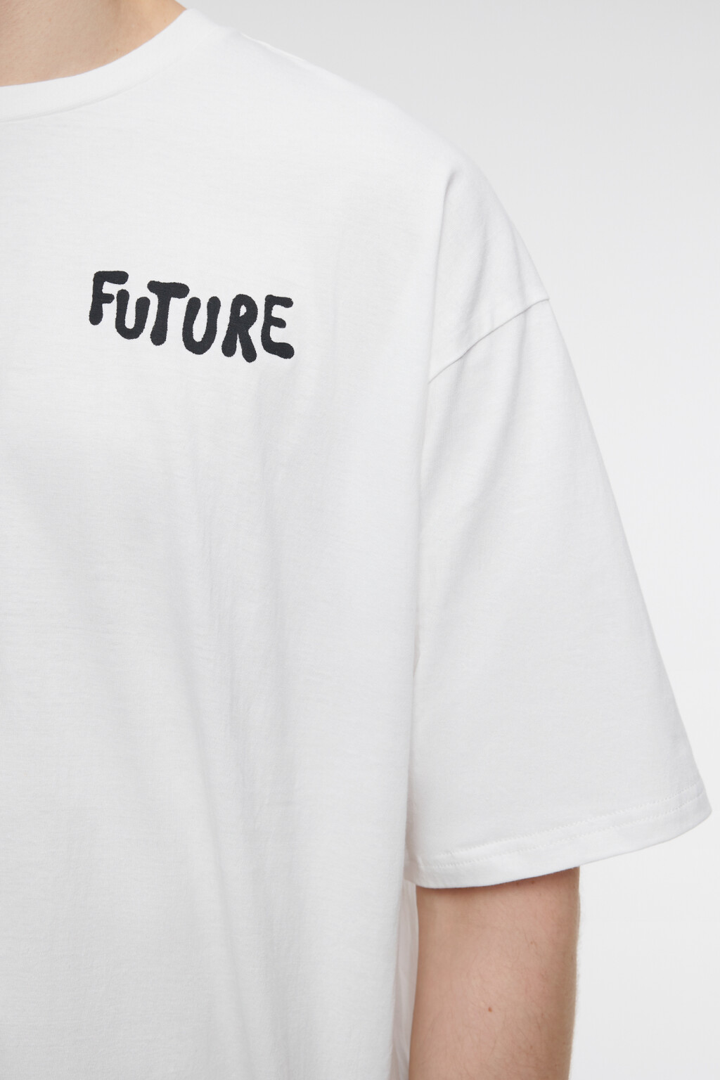 Футболка oversize хлопковая с принтом-надписью - цвет черный - 6