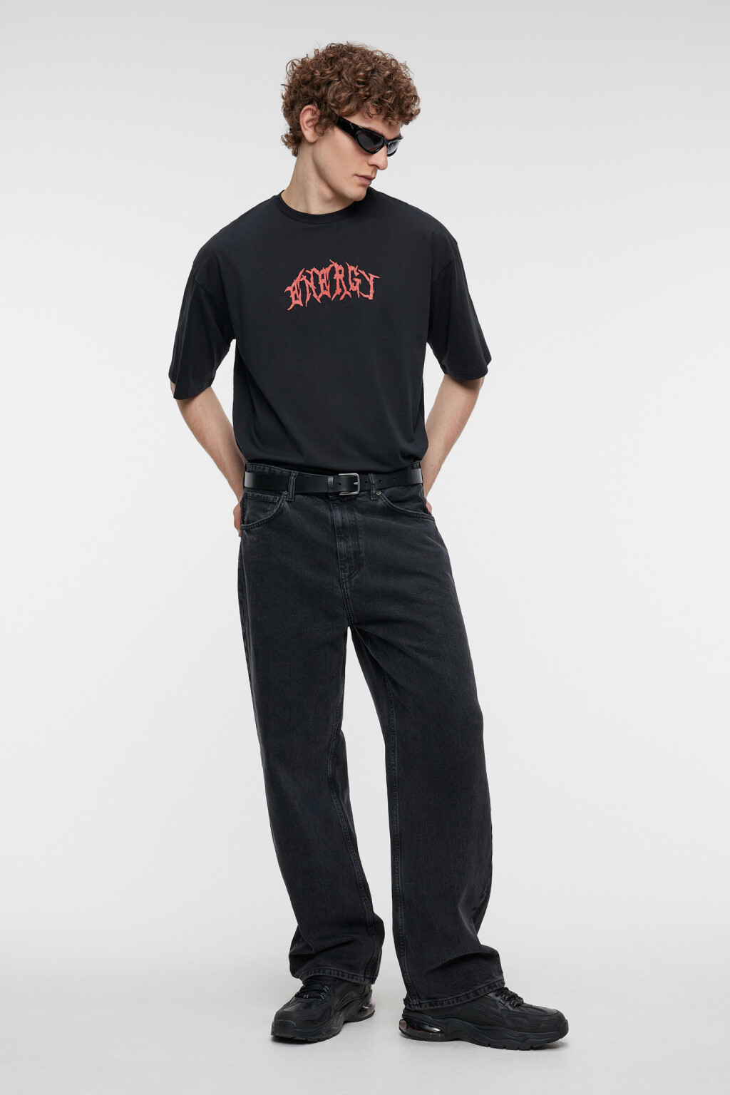 Футболка oversize хлопковая с принтом-надписью - цвет черный - 5