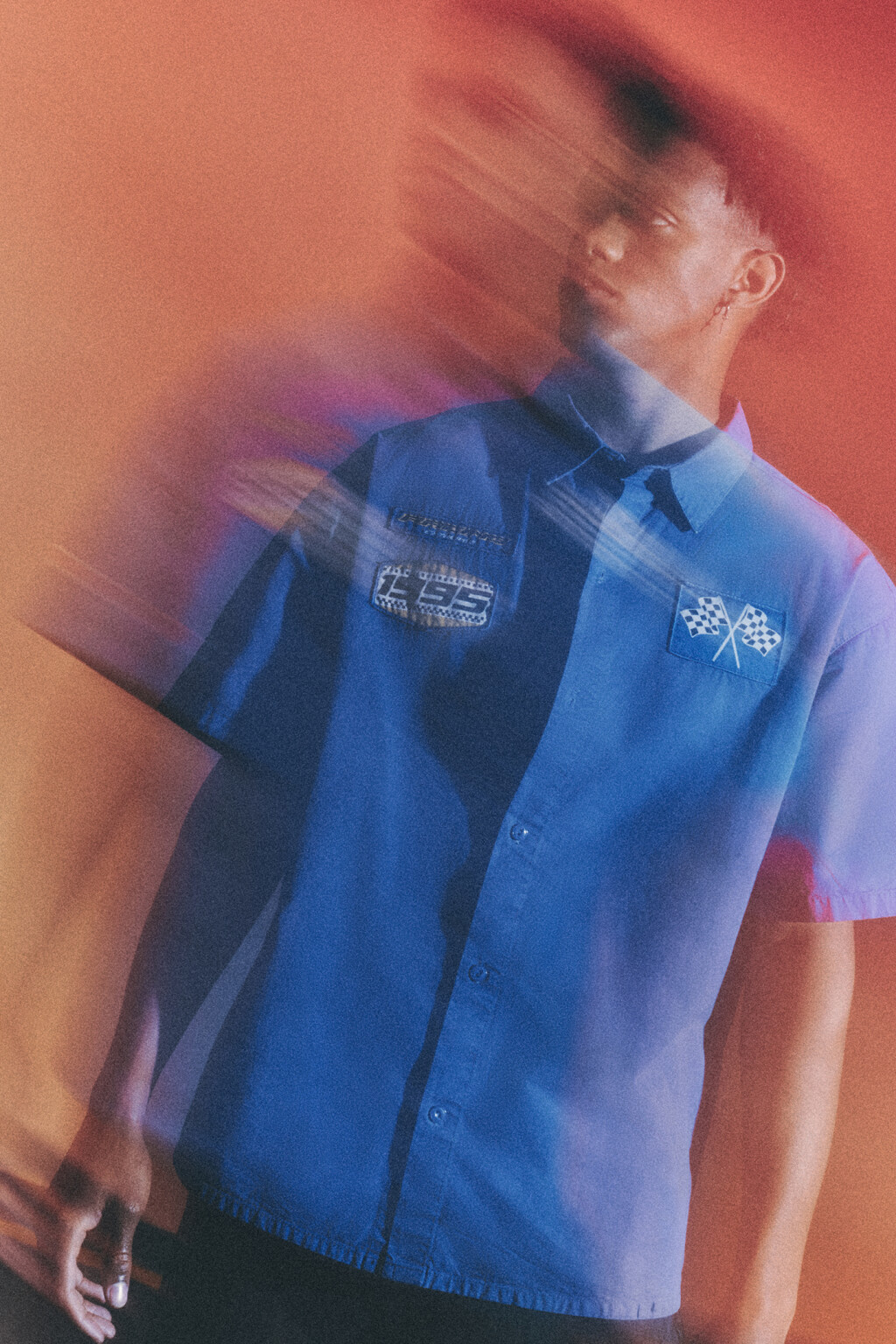 Рубашка хлопковая прямая с принтом в гоночном стиле - цвет синий - 9