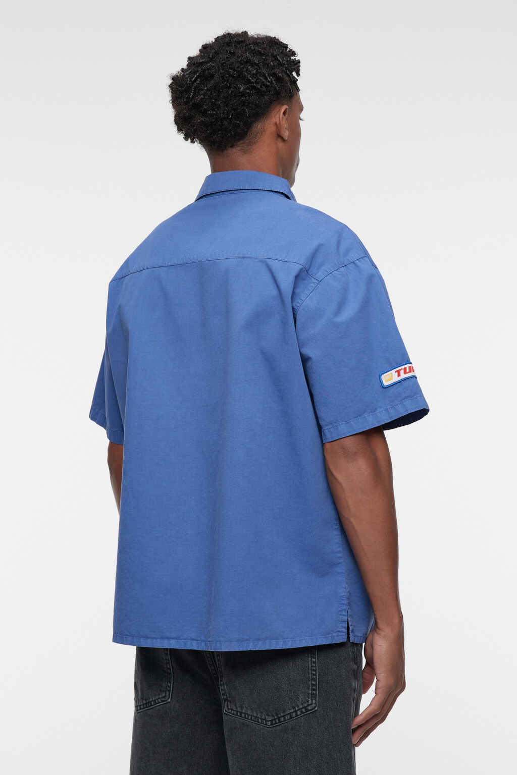 Рубашка хлопковая прямая с принтом в гоночном стиле - цвет синий - 5