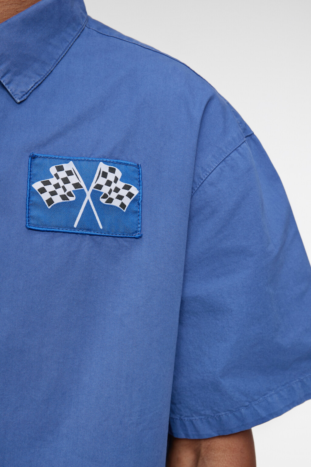 Рубашка хлопковая прямая с принтом в гоночном стиле - цвет синий - 7