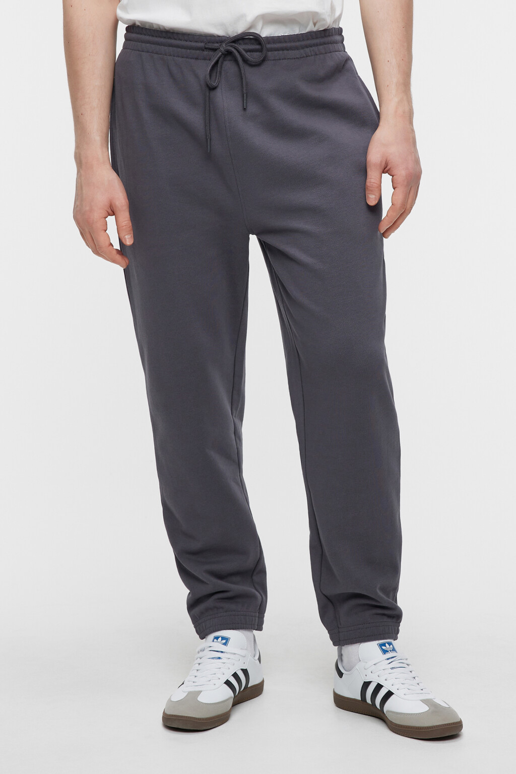 Брюки-джоггеры хлопковые с поясом на завязках - цвет серый - 2