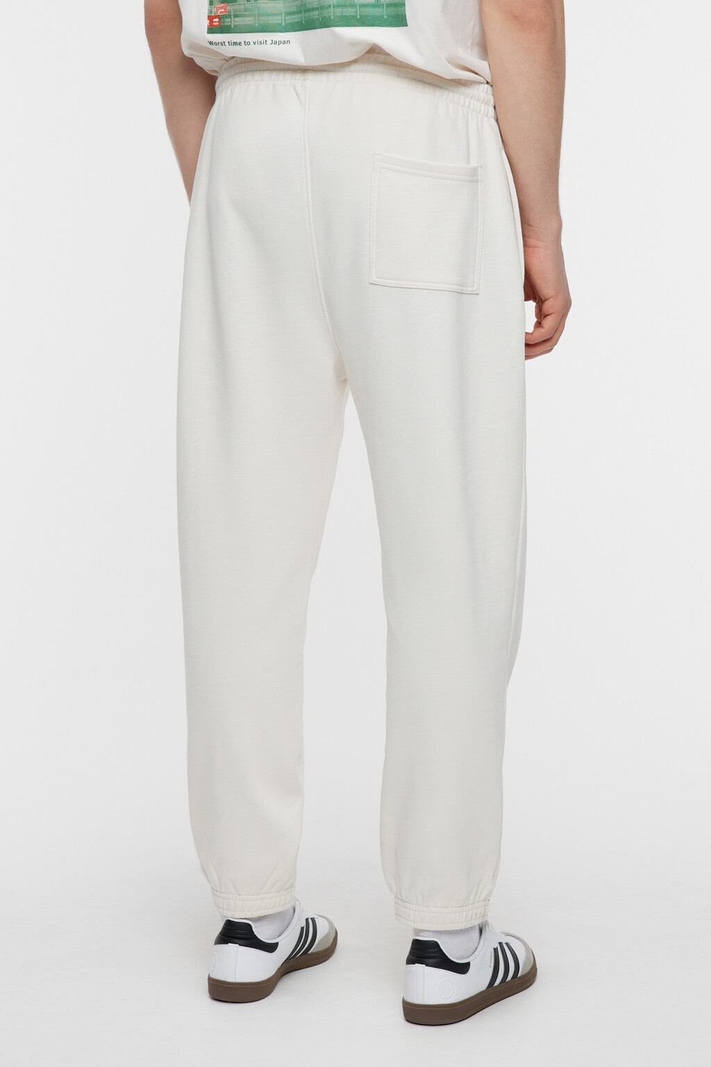 Брюки-джоггеры хлопковые с поясом на завязках - цвет бежевый - 4