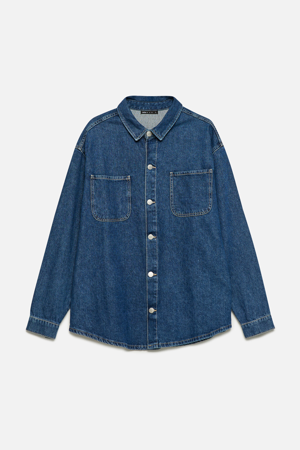 Рубашка джинсовая прямая с длинными рукавами - цвет синий - 9