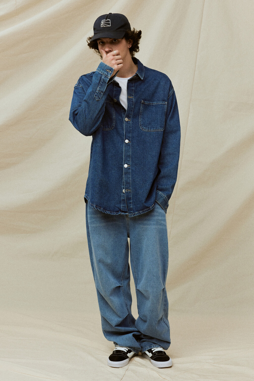 Рубашка джинсовая прямая с длинными рукавами - цвет синий - 8