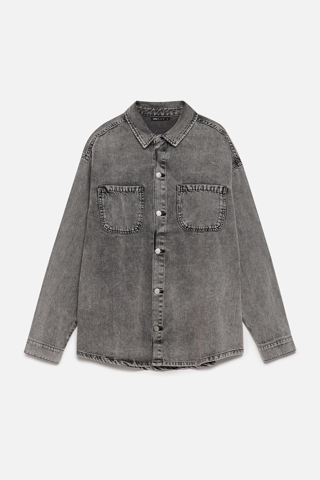 Рубашка джинсовая прямая с длинными рукавами - цвет серый - 8