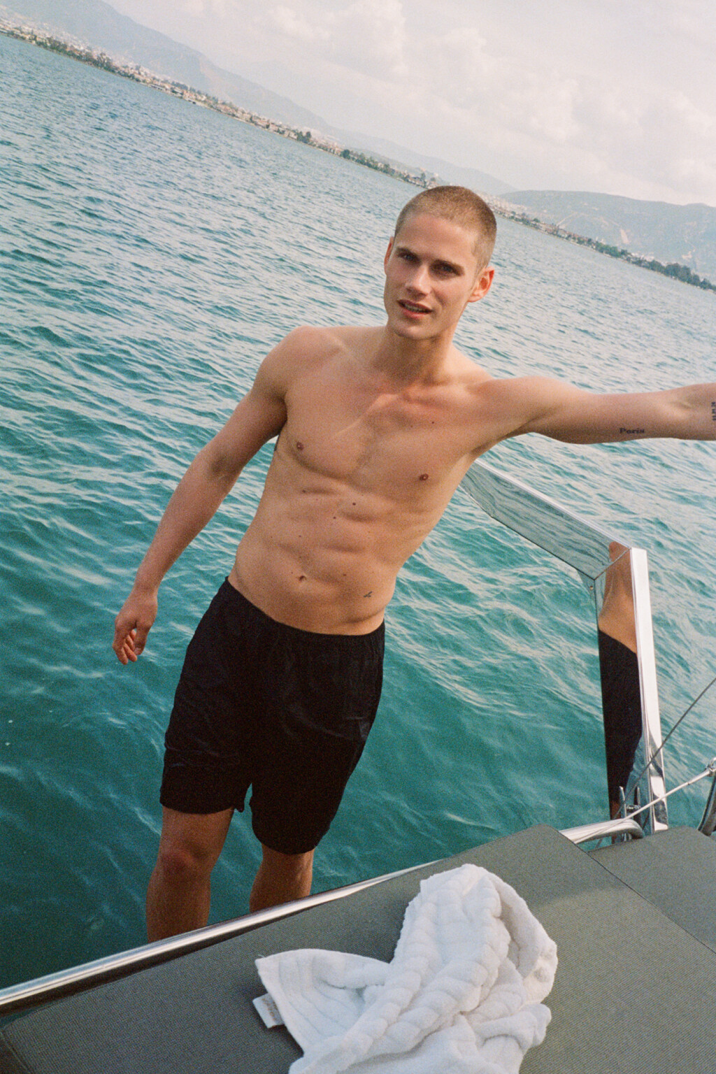 Шорты прямые хлопковые с поясом на завязках - цвет синий - 8