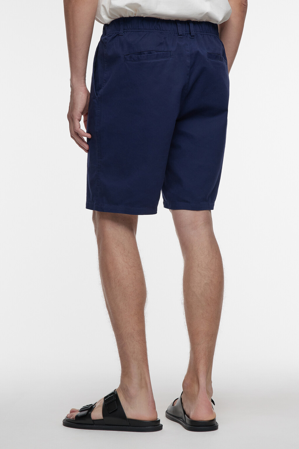 Шорты прямые хлопковые с поясом на завязках - цвет синий - 5