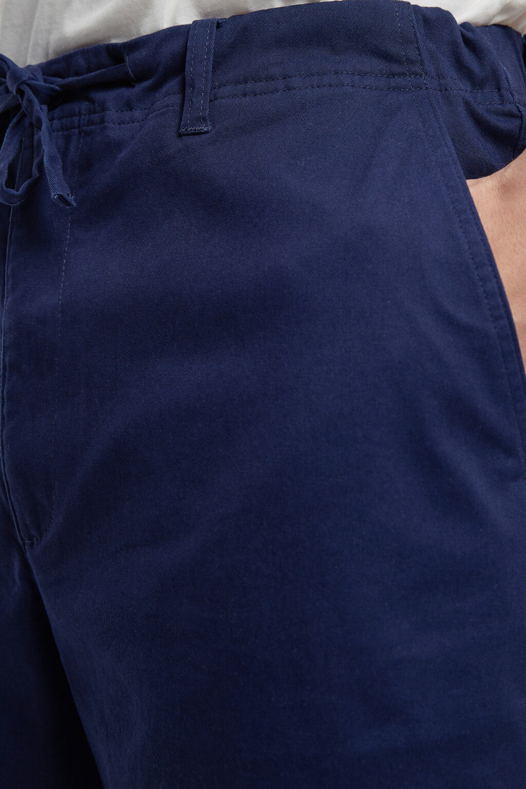 Шорты прямые хлопковые с поясом на завязках - цвет синий - 7