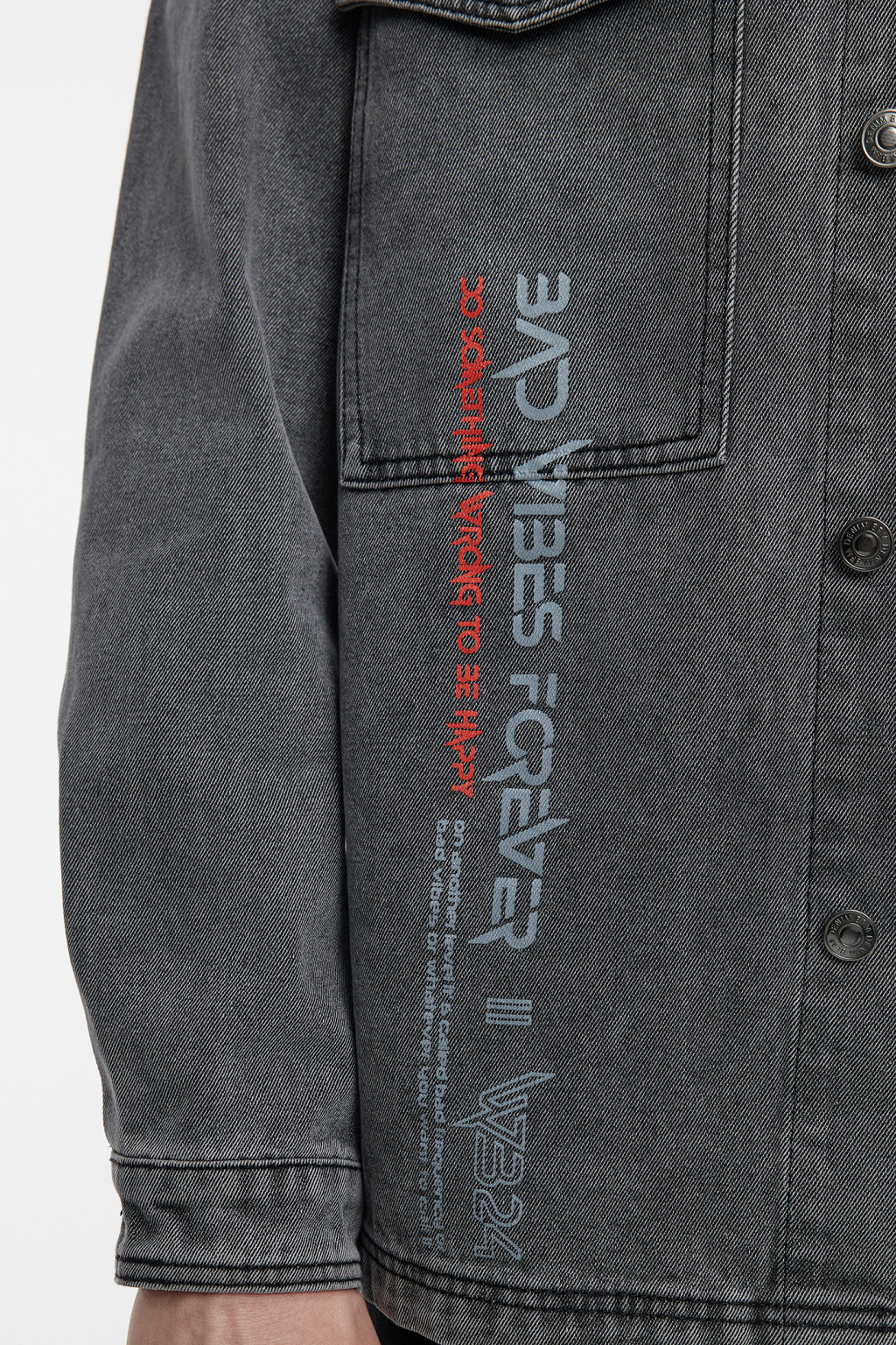 Рубашка джинсовая прямая с нагрудными карманами - цвет серый - 7